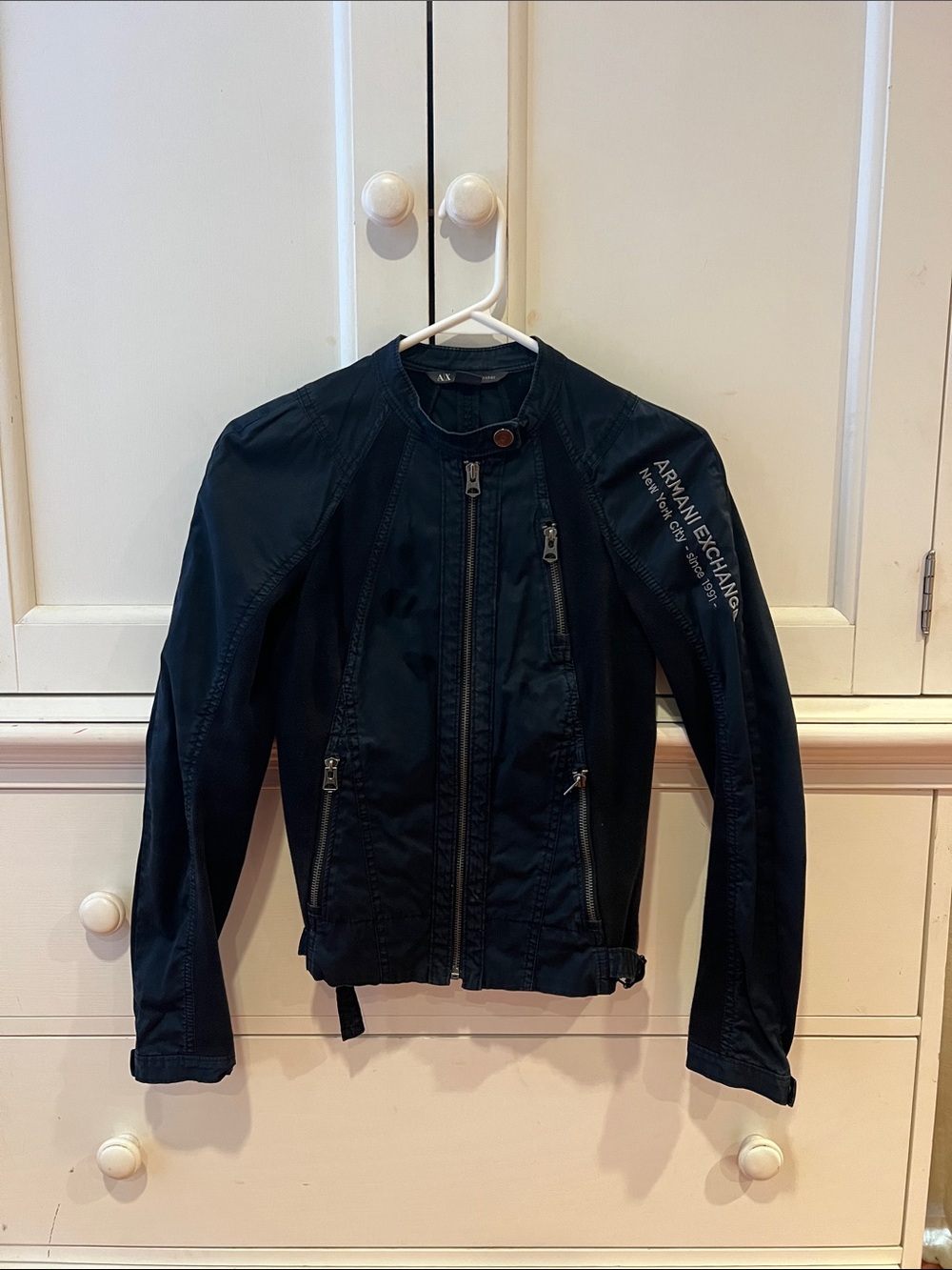 Armani Exchange Black Zip-Front Utility Jacket